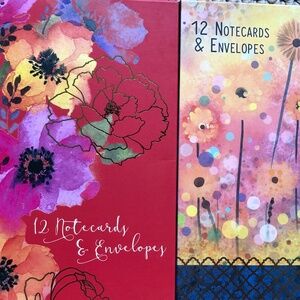 New Anemone & Pom‎ Poms 24 pc Blank Cards Envelopes Set